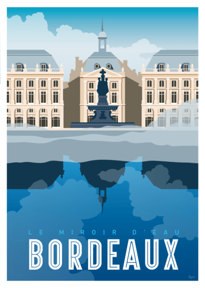 affiche vintage miroir d'eau bordeaux