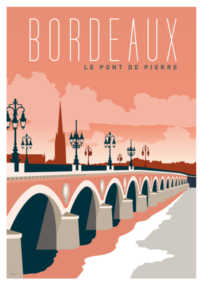 affiche vintage pont de pierre