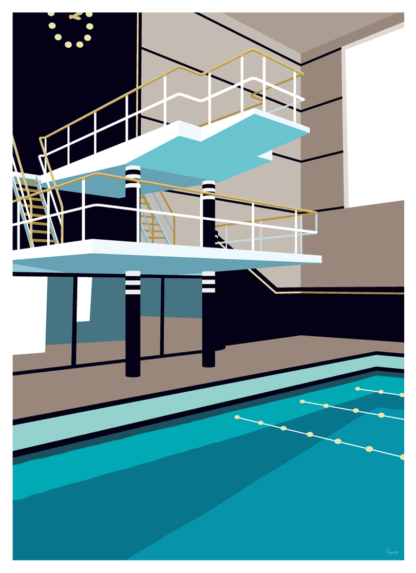 poster retro piscine judaique bordeaux