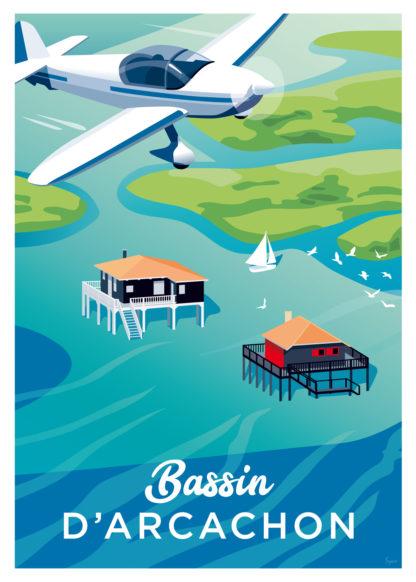 affiche bassin d'arcachon vintage