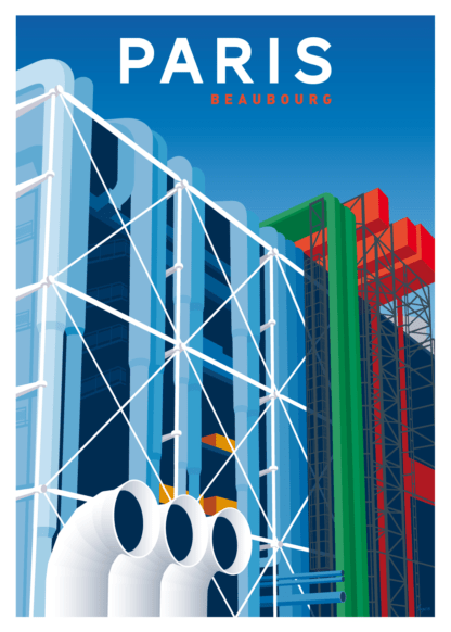 affiche vintage beaubourg