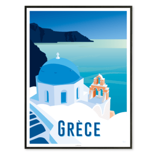 Affiche, illustration Grèce les Cyclades (Santorin, Paros, Mykonos)
