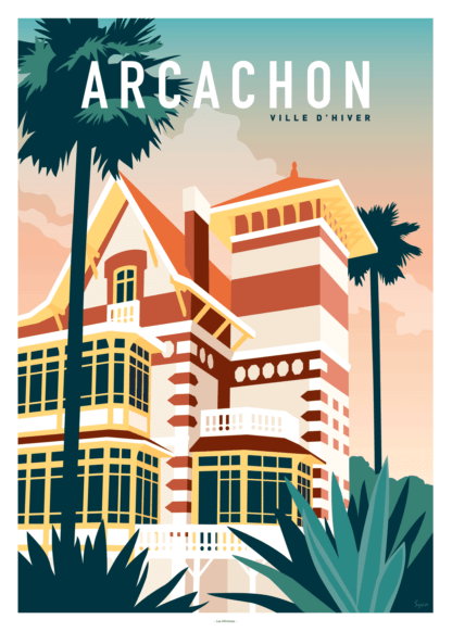 affiche vintage maison arcachon