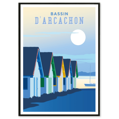 Affiche bassin d'arcachon port d'Arès village ostréicole