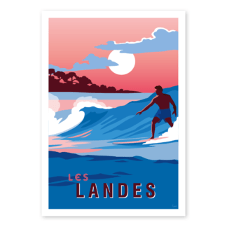 carte postale surfeur landes
