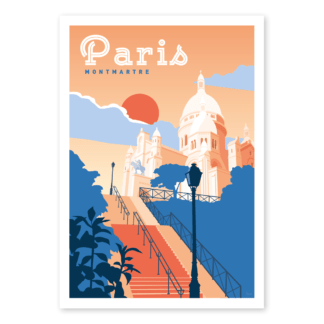 carte postale retro montmartre