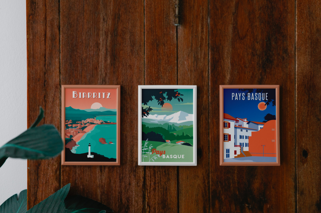 affiche pelote basque, montagne basque, biarritz