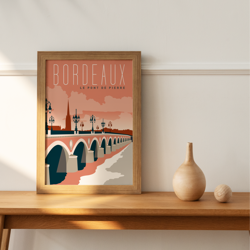 Affiche poster bordeaux pont de pierre garonne 
